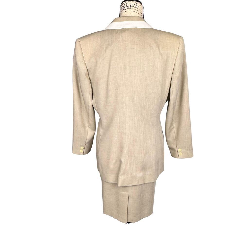 Vtg 90's Power Suit Dress & Blazer Women 10 Petite Shoulder Pads Double Breasted - Picture 4 of 16